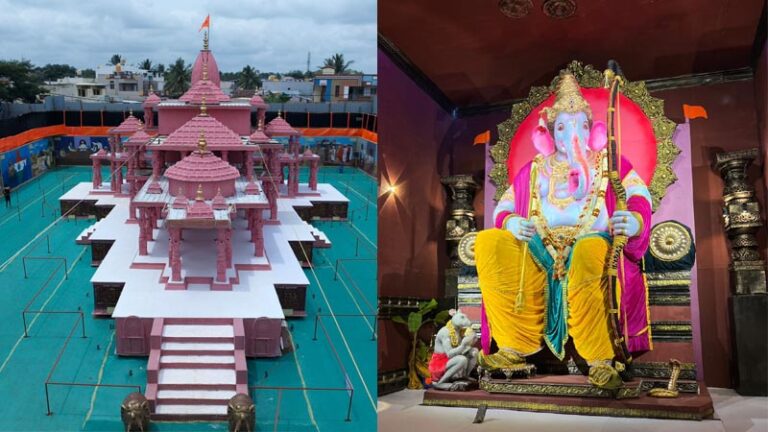 ಗಣೇಶ ಹಬ್ಬದ  ಪ್ರಯುಕ್ತ ಒಂದೂವರೆ ಕೋಟಿ ಖರ್ಚು ಮಾಡಿ ಅಯೋಧ್ಯೆ ಶೈಲಿಯ ರಾಮಮಂದಿರ  ನಿರ್ಮಾಣ